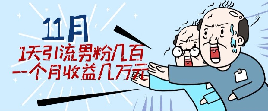 11月最新每天引流男粉300 一个月收益几万元